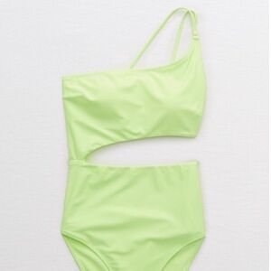 Aerie One Shoulder Swimsuit - Light Green